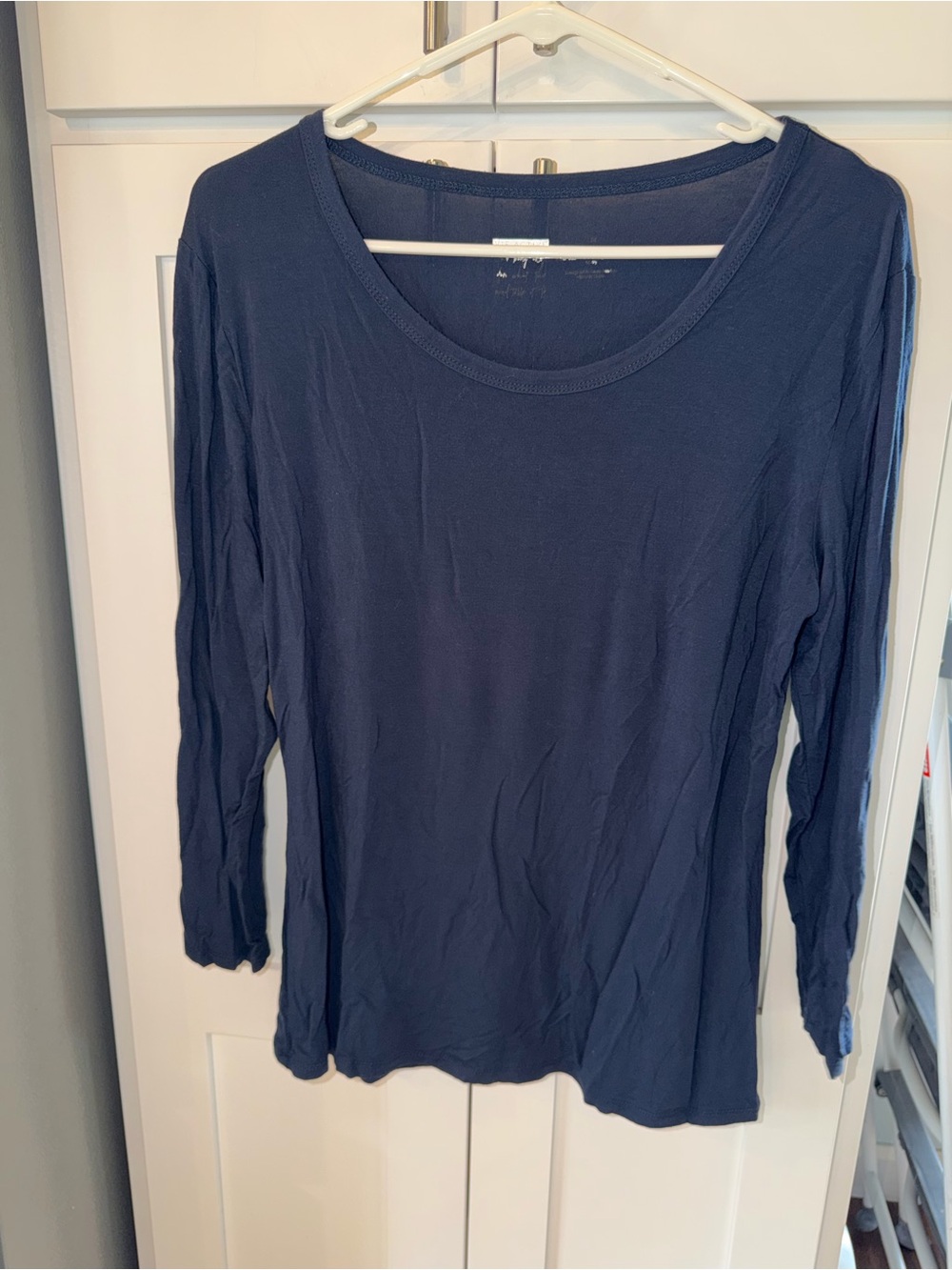 Whisper Classic Navy Long-Sleeve Scoop Neck Top